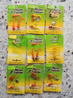 Vintage Mister Twister Fishing Lures - NOS - 14 Packs for Sale in