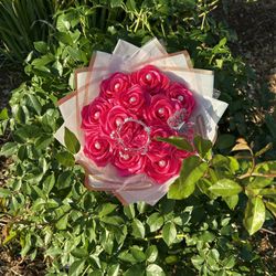 12 Count Ribbon Roses, Rose bouquet 