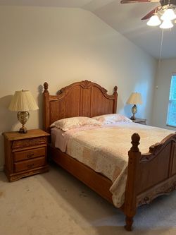 Solid oak king bed set