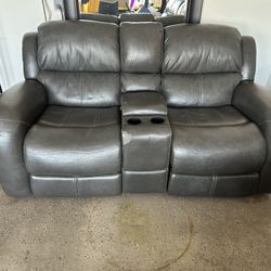 Extra Wide Two Piece Sectional Leather Recliner 