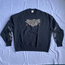 PACSUN Stranger Things Hellfire Club Crewneck Tshirt Long Sleeve Black One Size