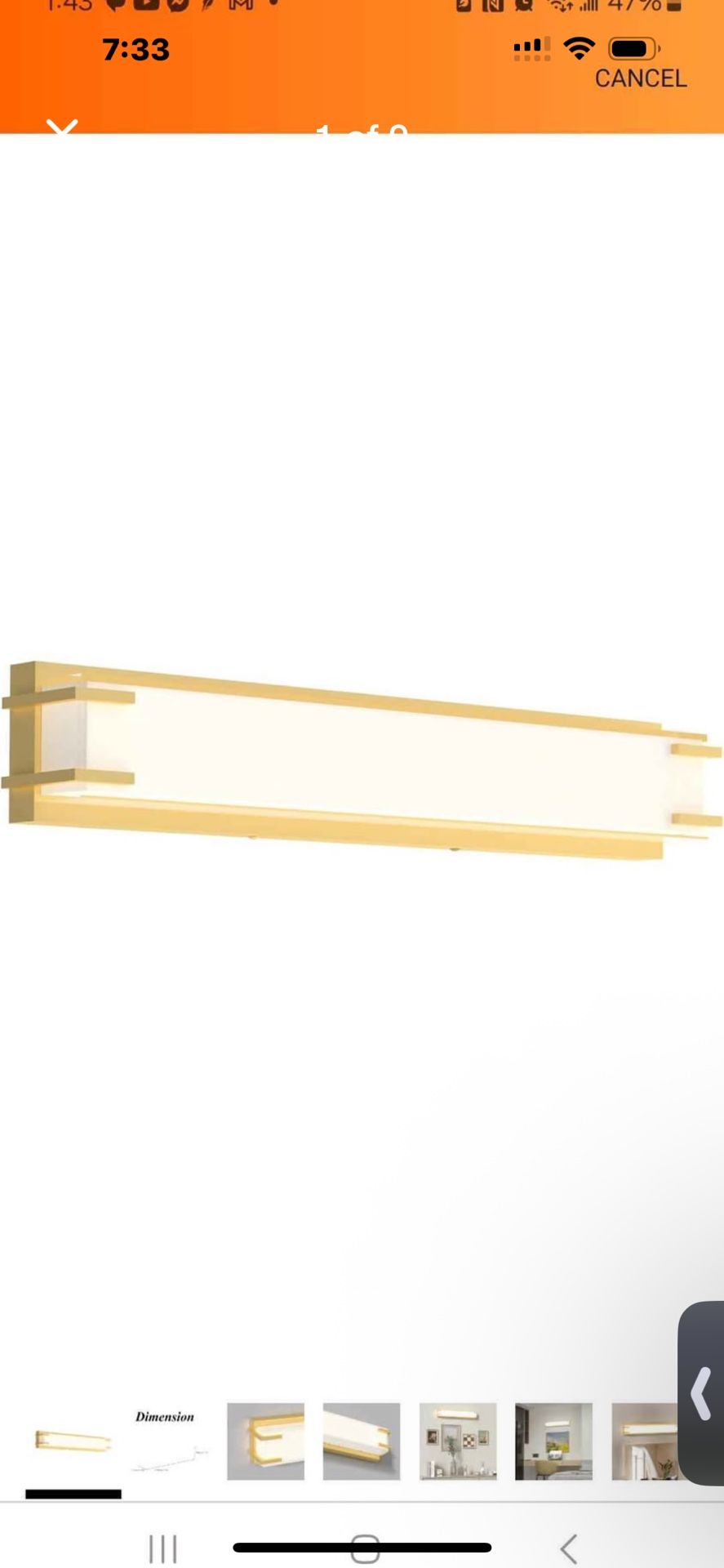 New LED 24.4” Vanity Light with Milky White Lampshade 4000K Daylight.