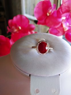 Beautiful natural Ruby silver filled ring size 7 .25
