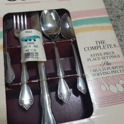 Brand-New Oneida Amadeus Flatware Set — 40 Pieces + 5 Serving Pieces + Bonus Chest