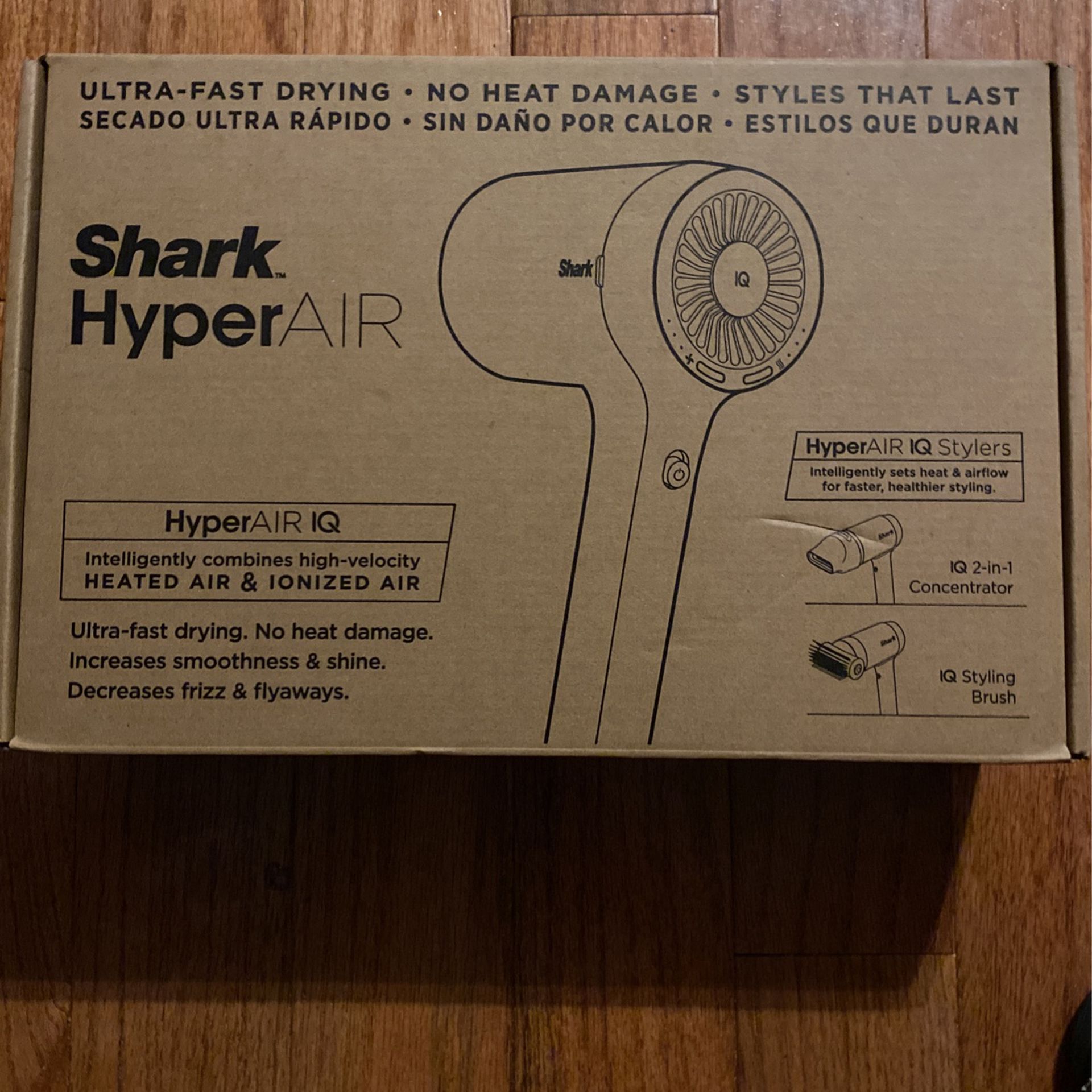 Shark HD112GNBRN HyperAIR Fast-Drying Hair Blow Dryer with IQ 2-in-1 Concentrator and Styling Attachments, Auto Presets, Rotatable Hot Air Brush, No H