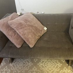 Grey Love Seat With Pink Pillows(optional)