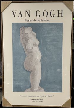 New 24" x 36" Plaster-Torso (female) VAN GOGH framed (pecan)