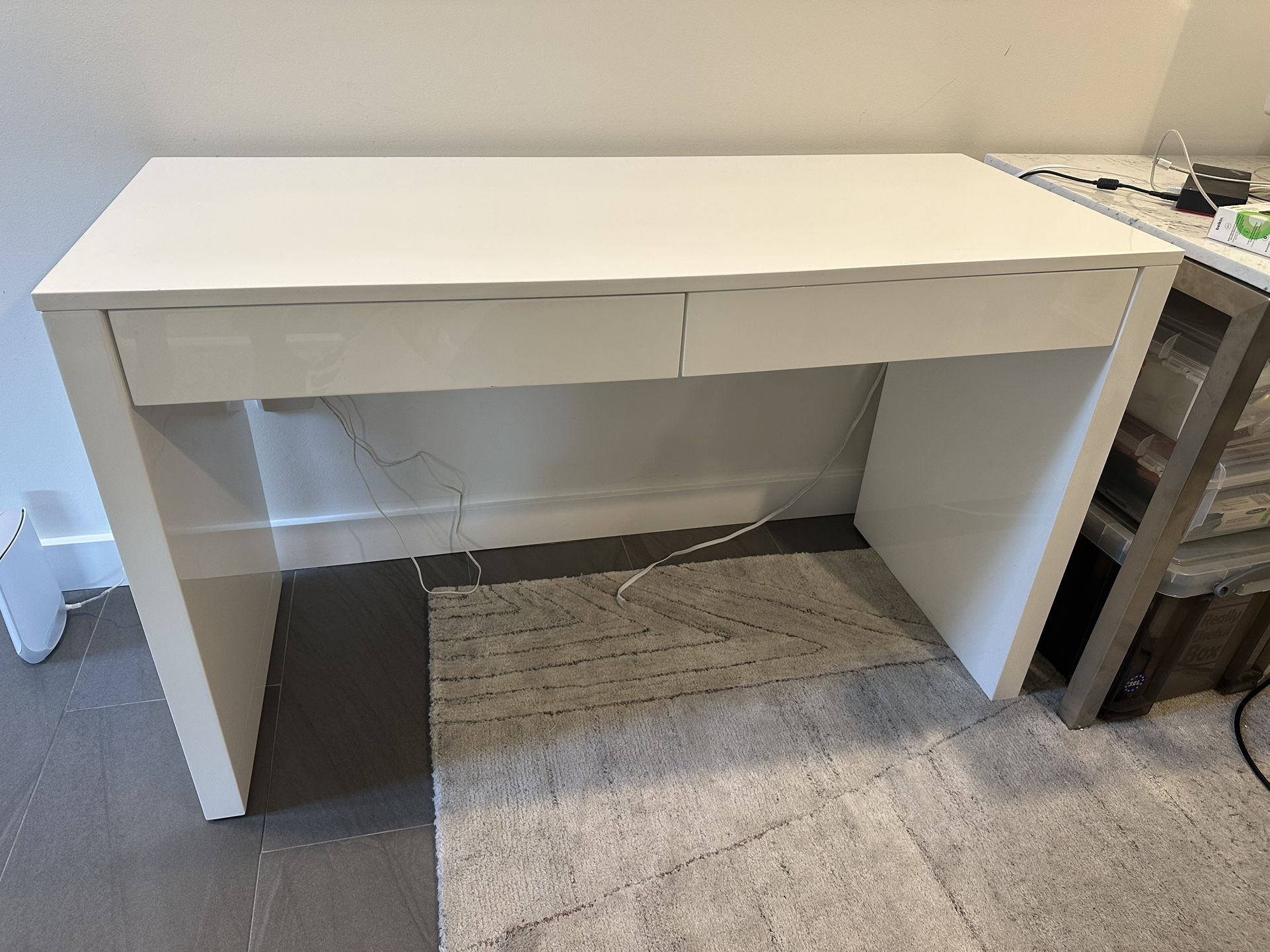 CB2 White Lacquer Desk