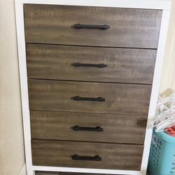 Living Spaces Wood and White Dresser + Jewelry Box Top