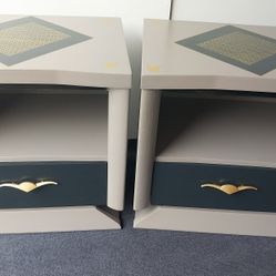 Mid Century Gray Nightstands