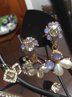 Rhinestone and pearl earrings