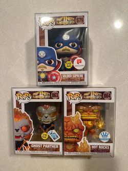 Infinity Warps Funko Pop Set *MINT* Hot Topic Walgreens Gamestop Exclusive GITD Captain America Panther Scarlet Witch Thing Marvel Glow