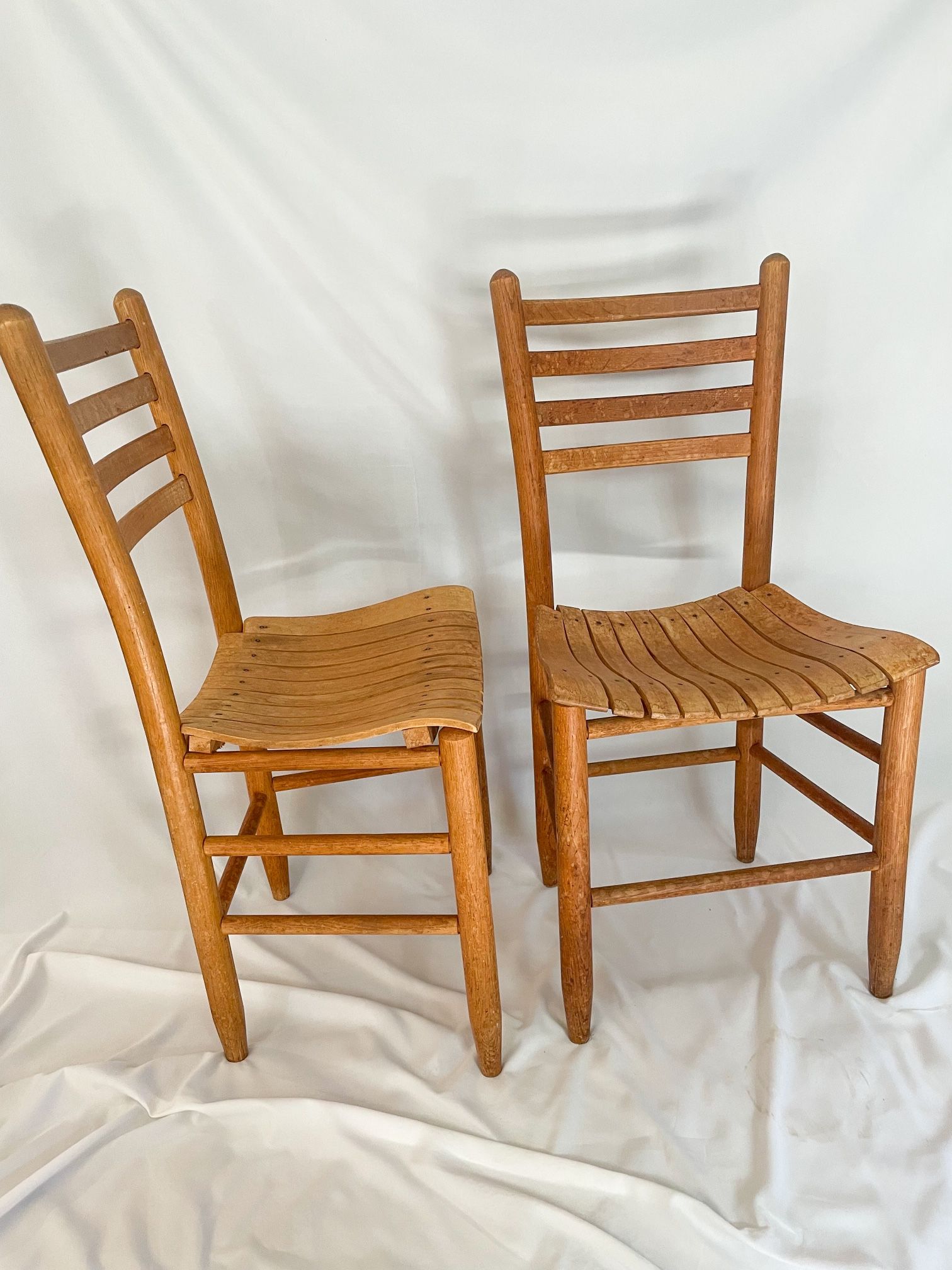 Vintage Early American Wood Slat Chairs