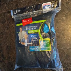 Hanes Cool Dri Crew Socks 8-Pack Size L