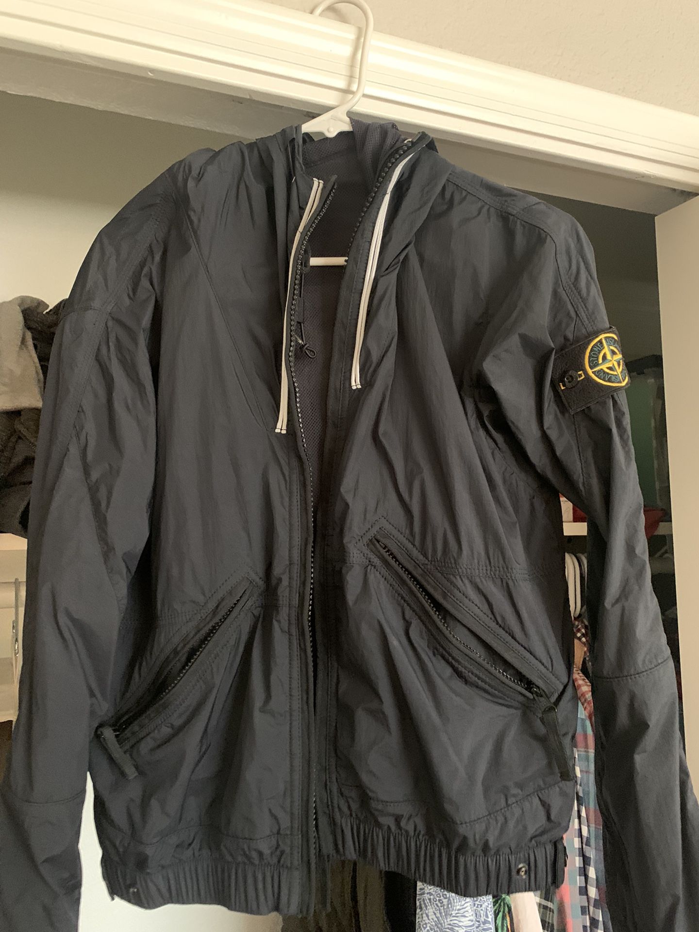 Stone Island Water Proof Jacket With Hood- Size Small