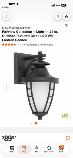2 LED wall lantern with etched glass