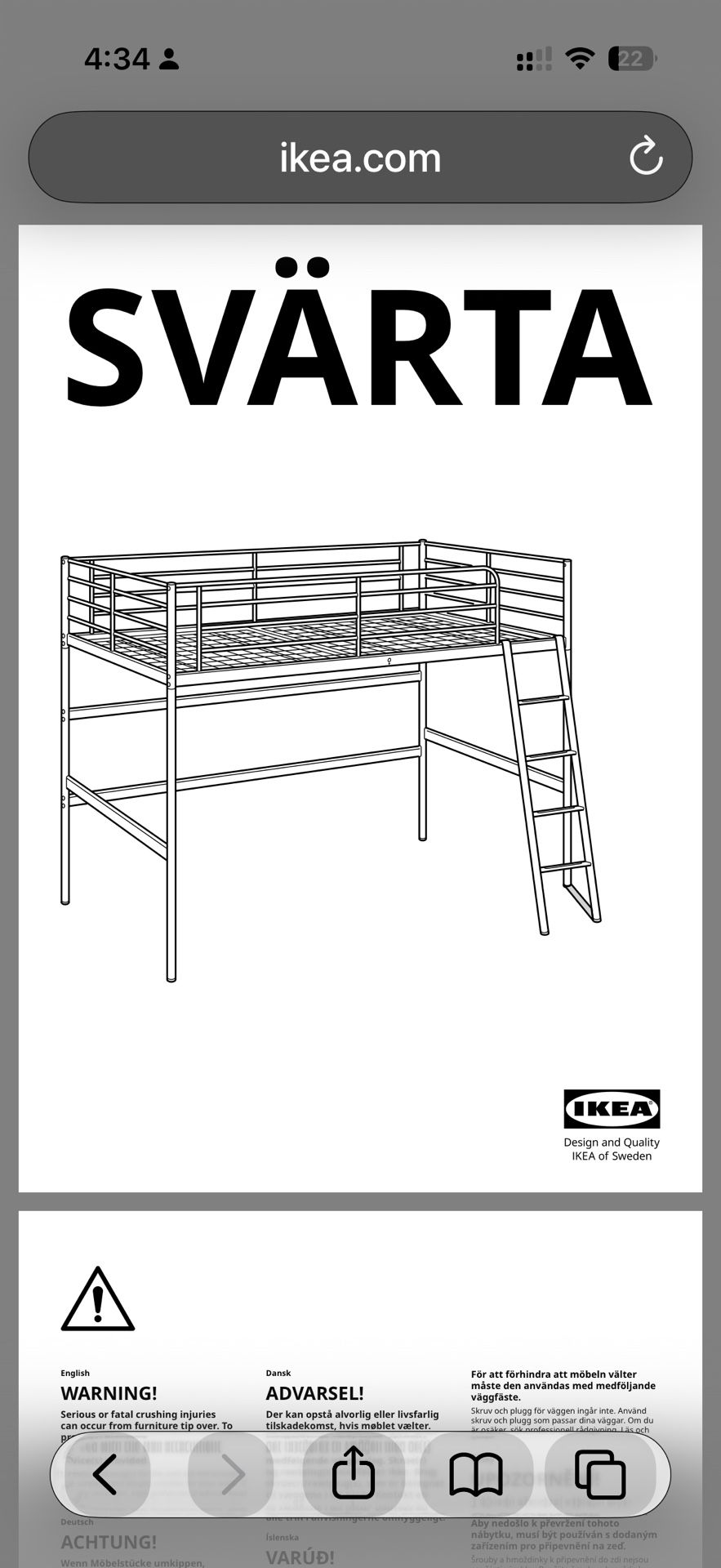 IKEA SVARTA Loft Bed Frame