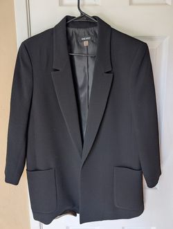 Nine West black women's open-front blazer jacket notch lapels lower patch pockets 3/4 sleeve size 10