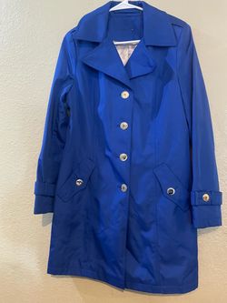 Calvin  Klein Royal Blue Button-Front Trench Coat
