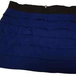Express Blue Tiered Ruffle Short Zip Skirt In Modal Cotton - Size Small