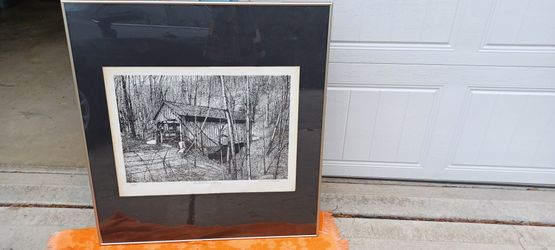 Framed Black And White Bridge Artwork