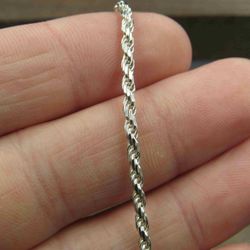 8" Sterling Silver Cool Plain Braid Chain Bracelet Vintage