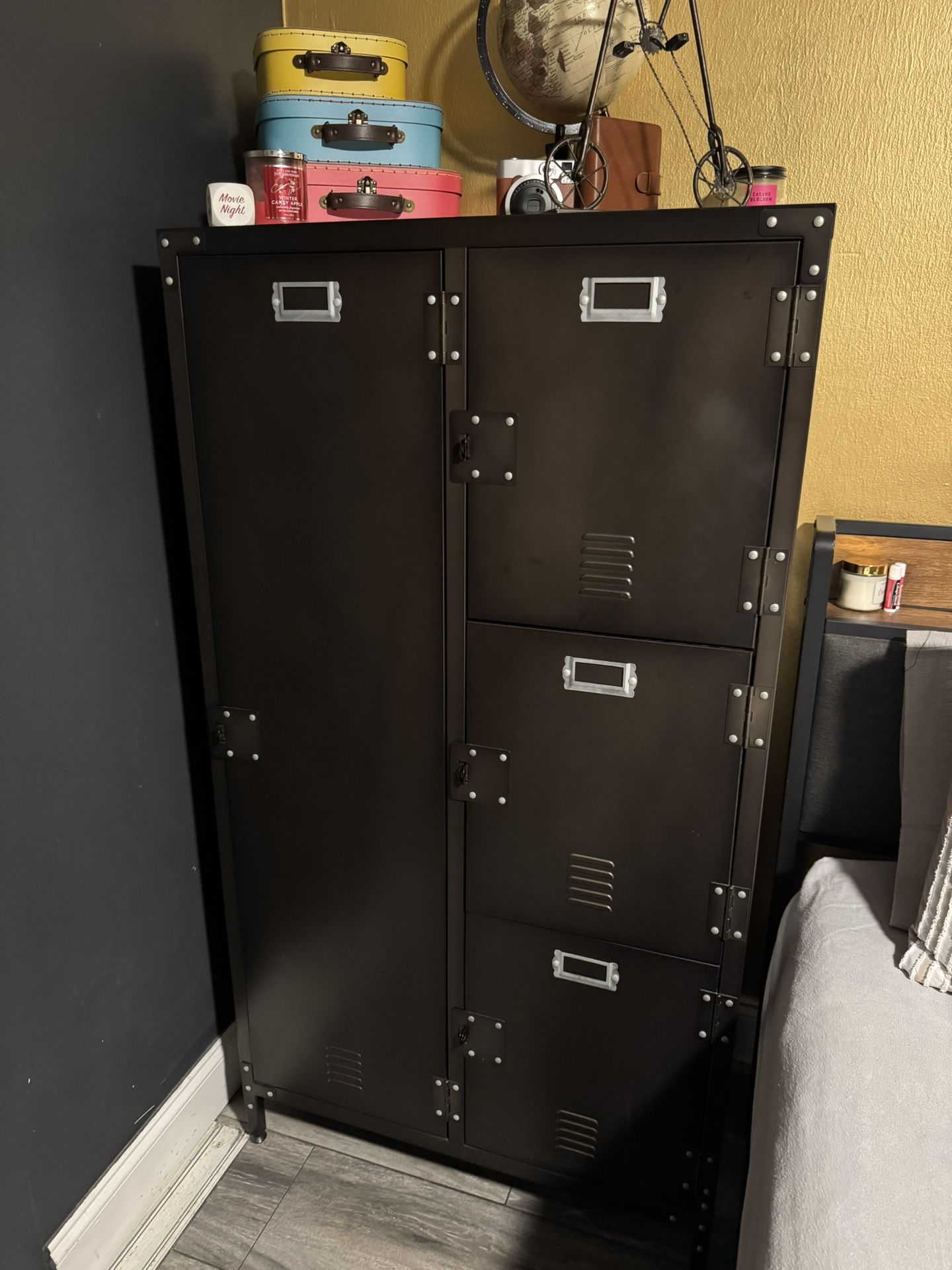Vintage Metal Locker Storage 4 Doors