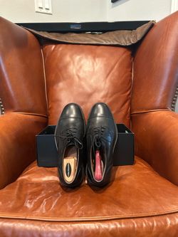 Johnston & Murphy  Black Leather Cap-Toe McGrath PNY Oxford Dress Shoes