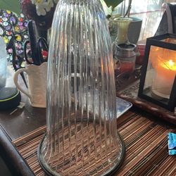 14 x 8 1/2  cloche or glass hanging flower vase heavy 