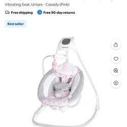 Ingenuity SimpleComfort Multi-Direction Compact Baby Swing with Vibrating Seat, Unisex - Cassidy (Pink)