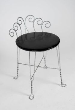 Vintage Ornate Silver Vanity Stool