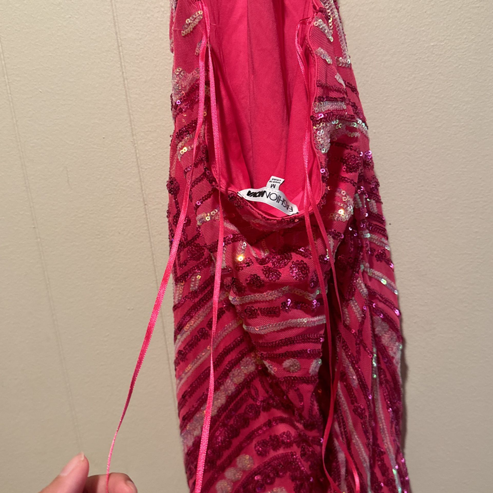 Sparkly hot pink halter dress ( Fashion Nova) 