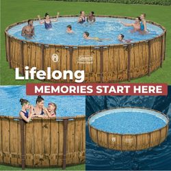 Coleman Power Steel 22' x 52" Round Metal Frame Above Ground Pool Set