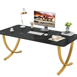 Executive Desk, 63” W x 31.5” D Large Office Desk, Modern Computer Desk Conference Table Meeting Room Table, Business Furniture for Home Office, Black