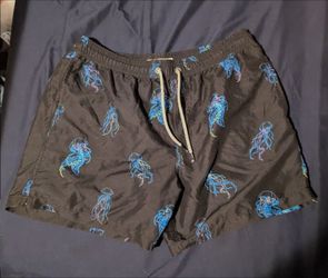 Black Jellyfish Print Swim Trunks