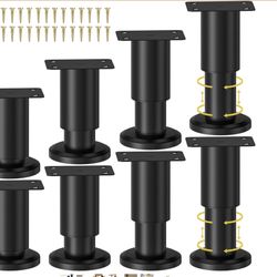 Wirrcwdttc 8 Pcs Metal Adjustable Furniture Legs 3.15-4.72 Inch, Adjustable Cabinet Legs For Sofa/Bed/Chair/Couch/Dresser/Table,Heav! Duty Bed Replace