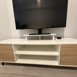 TV Stand, 58 Inch Entertainment Center with 2 Doors and 2 Storage Cabinets for TV up to 65 inch, TV Console Table for Living Room, Bedroom.