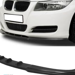 Fits 09-11 BMW 3 Series E90 LCI PU MX Style Unpainted Black Front Bumper Lip