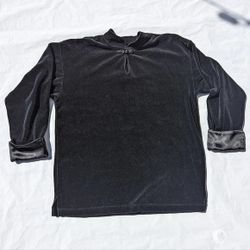 Vintage Northern Spirit Velvet Woman's Black Top-Size Medium