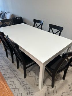 IKEA dining table & 6 chairs