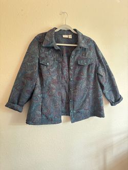 Erika Teal & Purple Paisley Button-Front Woven Jacket