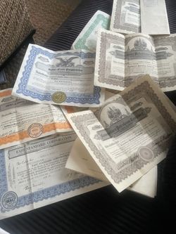 A Bunch Of Old Stock Certificates