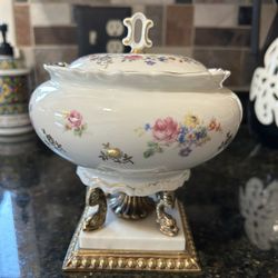 Reichenbach China Footed/ Pedestal/ Lidded Bowl