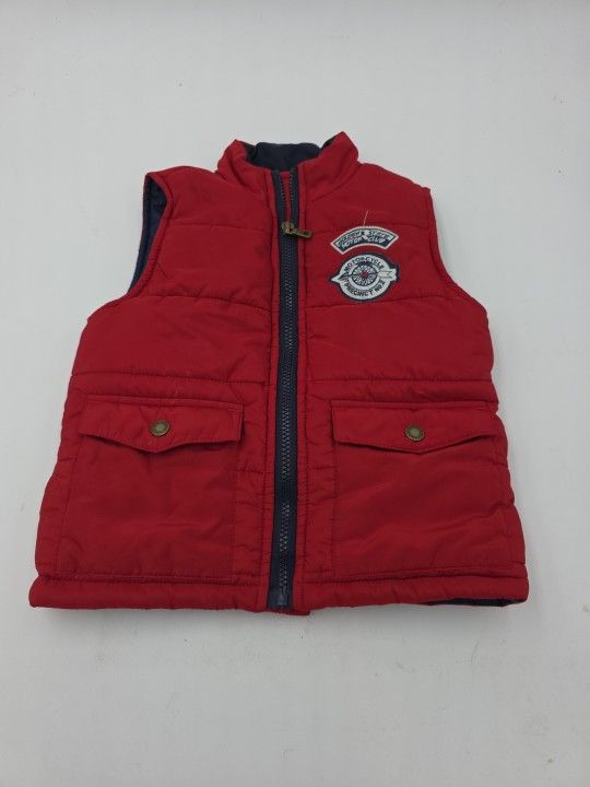 Lucky Brand Kids' Puffer Vest Red Sleeveless Zipper Jacket with Pockets Size 2T