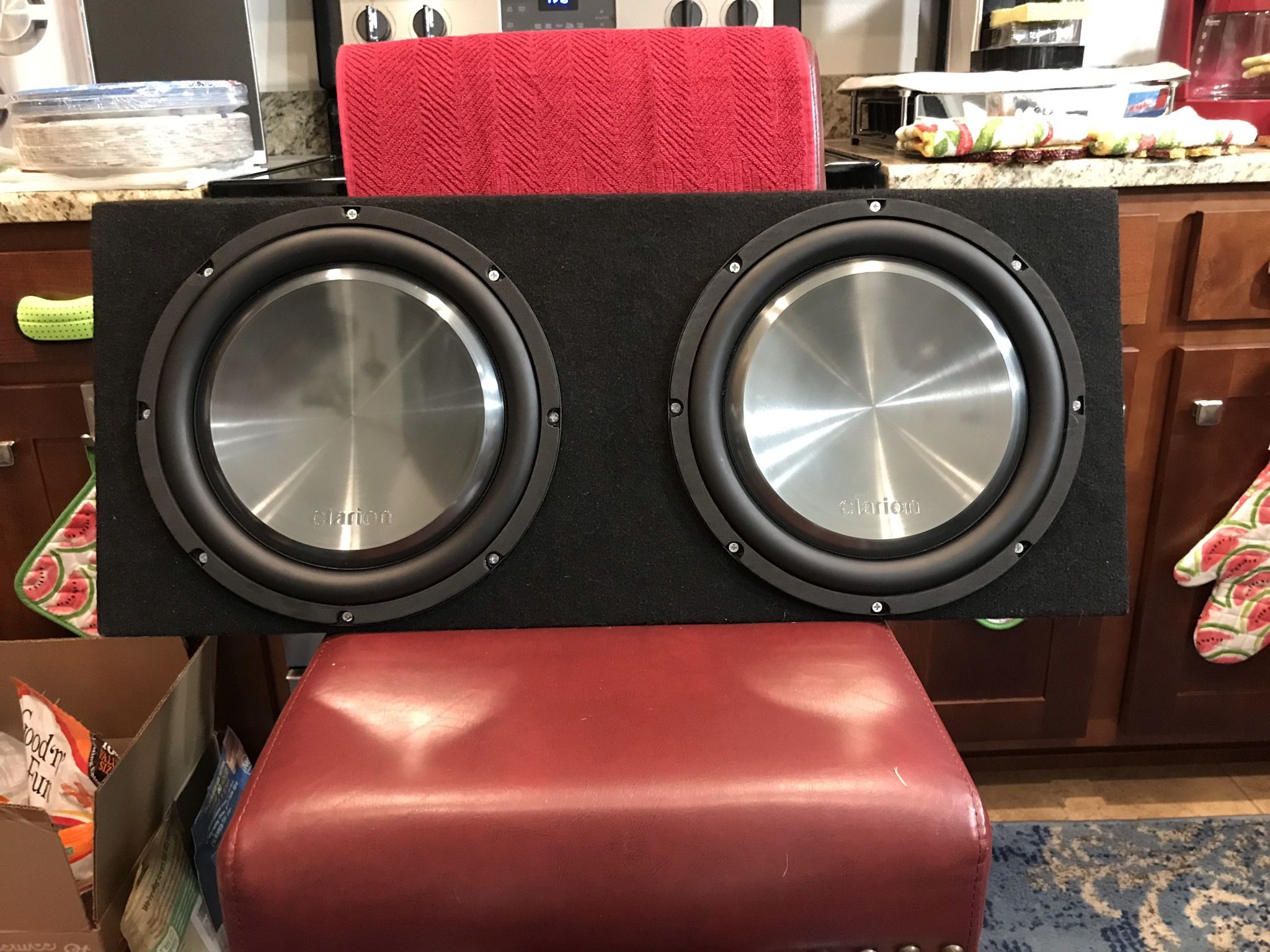 Clarion Dual 12 inch Subwoofer Box Shallow Mount for Hatchback or Truck !