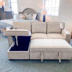 Darton Cream Sleeper Sectional with Storage /couch /Living room set