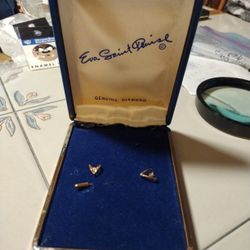 Vtg Gold Vermiel Earring/Diamond Stick Pin