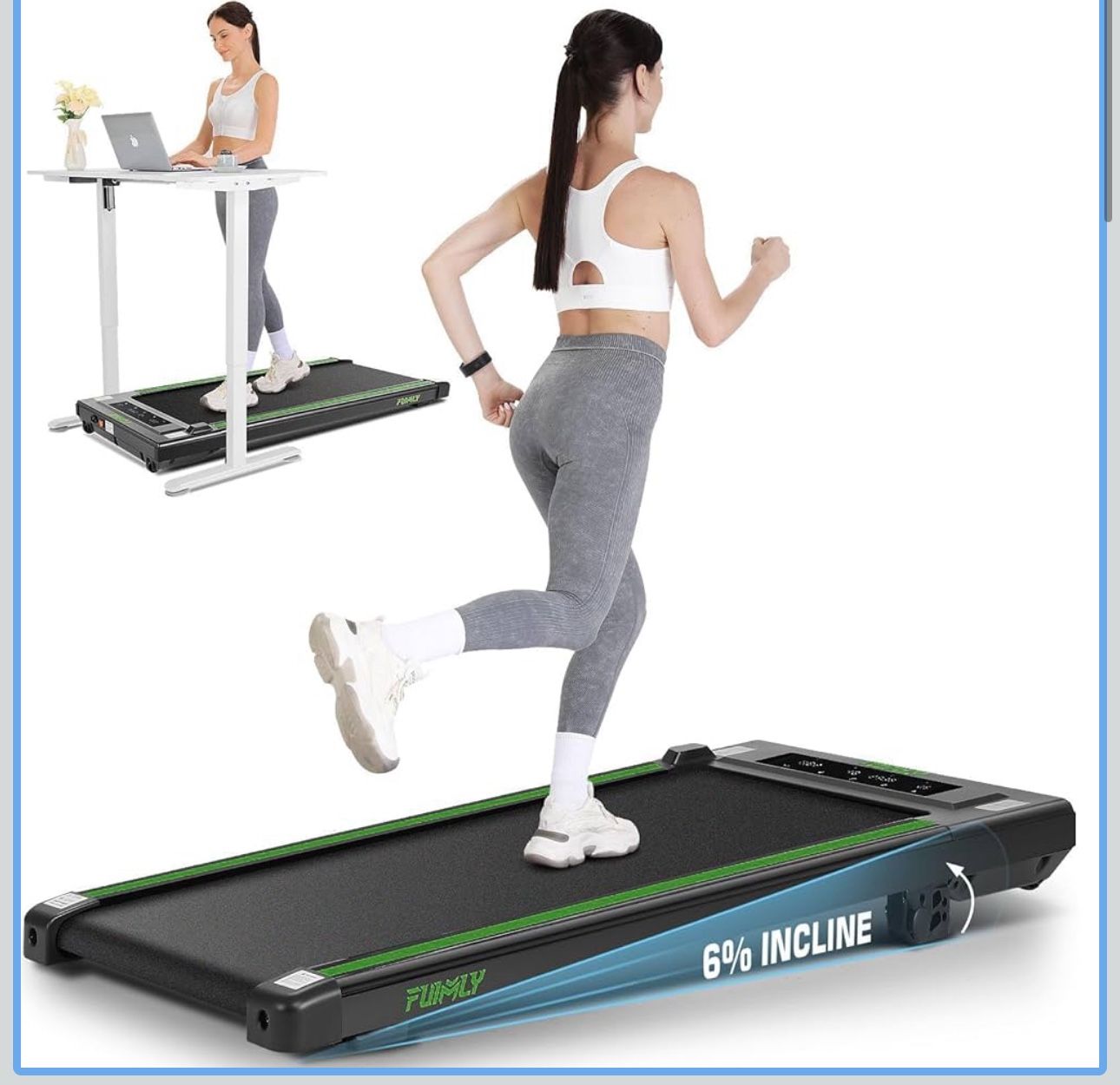 FUNMILY Walking Pad Treadmill with 8% Incline, 2.5HP Under Desk Treadmill for Home/Gym/Office, 2 in 1 Portable Mini Compact Running Pad, Led Touch Scr,All Products : American Fashion Style Bags On Sale