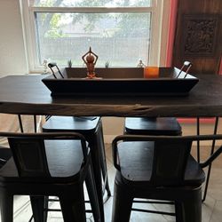 West Elm Black Bar Table & 6 Metal Chairs – $500 (