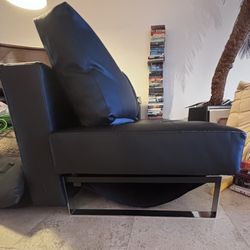 Full Size Sofa bed, “Barcelona chair” Style Mid Century Sofa bed Black Lettererete 